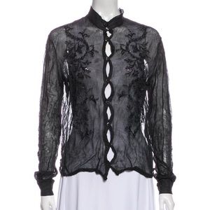 SOLD GUCCI Sheer Black Embellished Knit Cardigan